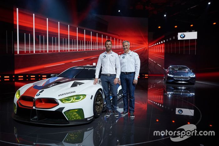 Martin Tomczyk and Jens Marquardt, BMW Motorsport Director with BMW M8 GTE