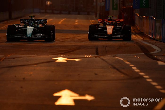 Fernando Alonso, Aston Martin AMR23, Lando Norris, McLaren MCL60