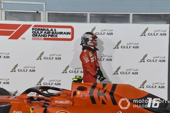 Charles Leclerc, Ferrari, 3° classificato, nel parco chiuso