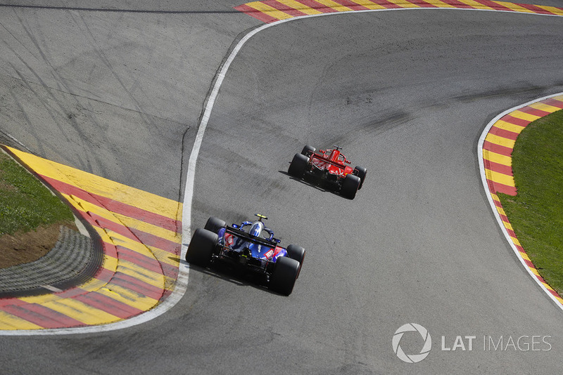 Pierre Gasly, Toro Rosso STR13, follows Sebastian Vettel, Ferrari SF71H