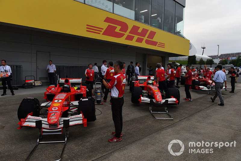 Ferrari F1 cars at Legends F1 30th Anniversary Lap Demonstration