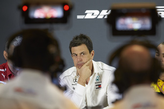 Toto Wolff, directeur exécutif Mercedes AMG, lors de la conférence de presse