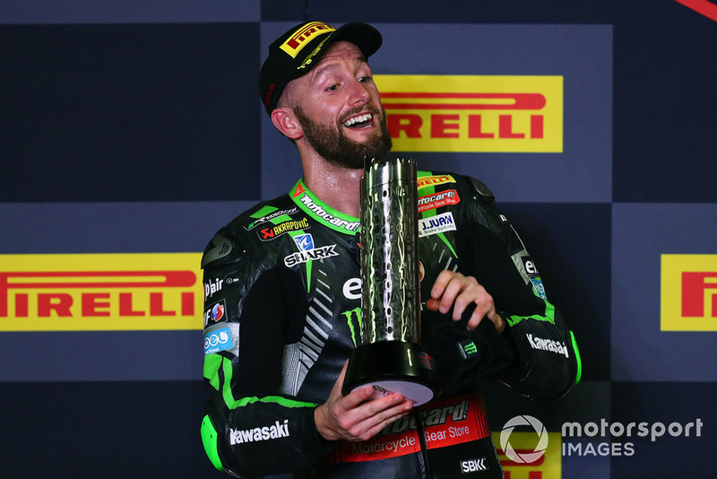 Podium: second place Tom Sykes, Kawasaki Racing
