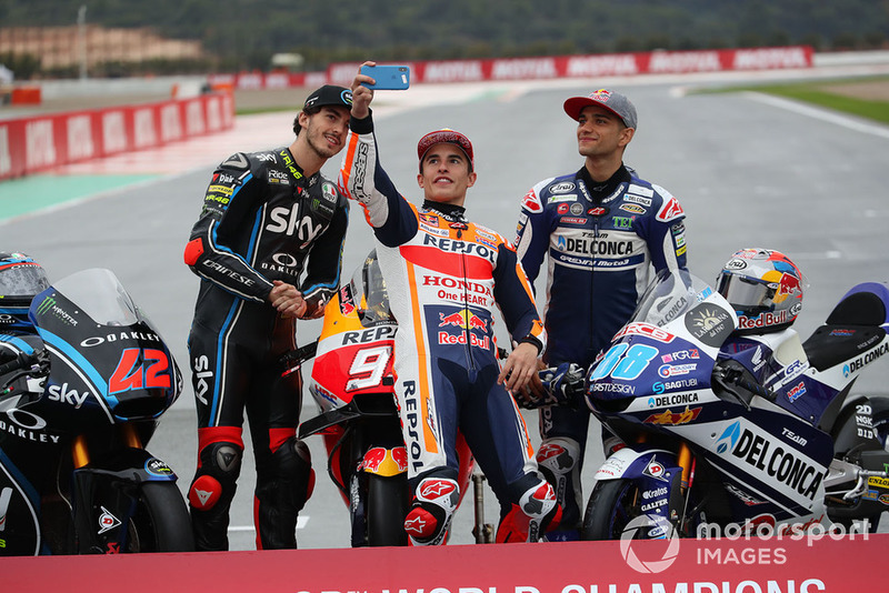 2018 World Champions: Francesco Bagnaia, Sky Racing Team VR46, Marc Marquez, Repsol Honda Team, Jorge Martin, Del Conca Gresini Racing