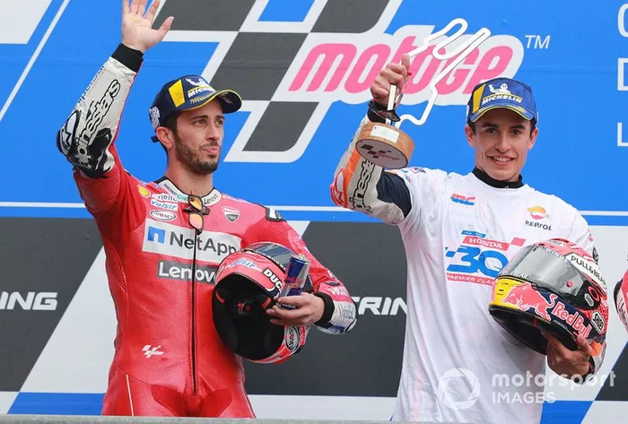 Podio: ganador, Marc Marquez, Repsol Honda Team, segundo, Andrea Dovizioso, Ducati Team