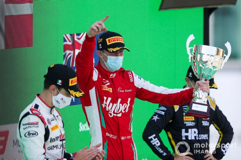 Theo Pourchaire, ART Grand Prix,  Frederik Vesti, Prema Racing y Oscar Piastri, Prema Racing 