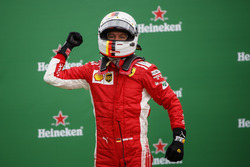 Sebastian Vettel, Ferrari, 1st position, celebrates in Parc Ferme