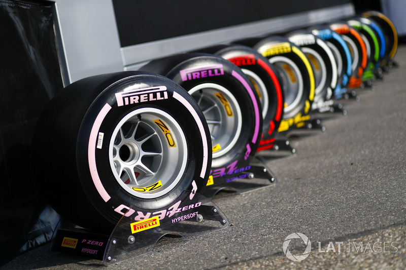 The full range of Pirelli F1 tyres