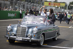 Sergio Perez, Sahara Force India talks with Giselle Zarur, Canal F1 Latin America Reporter on the dr