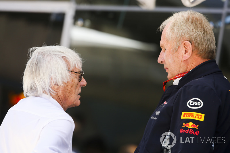 Bernie Ecclestone, Presidente Emérito de F1 con Helmut Markko, Consultor, Red Bull Racing