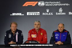 Robert Fearnley, Force India F1 Team Deputy Team Principal, Maurizio Arrivabene, Ferrari Team Principal and Franz Tost, Scuderia Toro Rosso Team Principal in the Press Conference