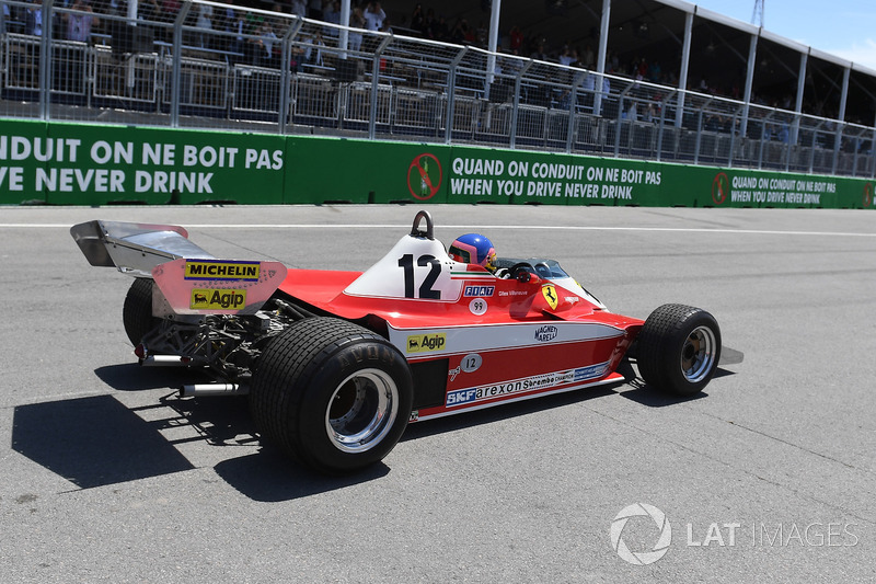 Jacques Villeneuve, Sky Italia, guida la Ferrari 312T3 1978 del padre, vincitrice nel GP del Canada