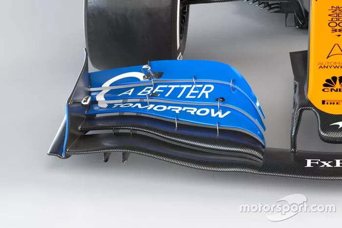 McLaren MCL35 detalle del alerón delantero