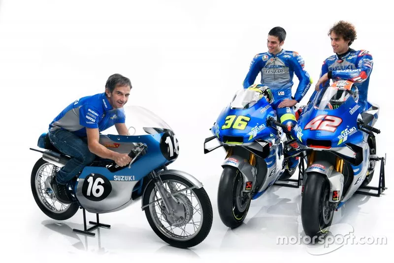 Joan Mir, Alex Rins, Team Suzuki MotoGP and Davide Brivio, Team manager Team Suzuki MotoGP
