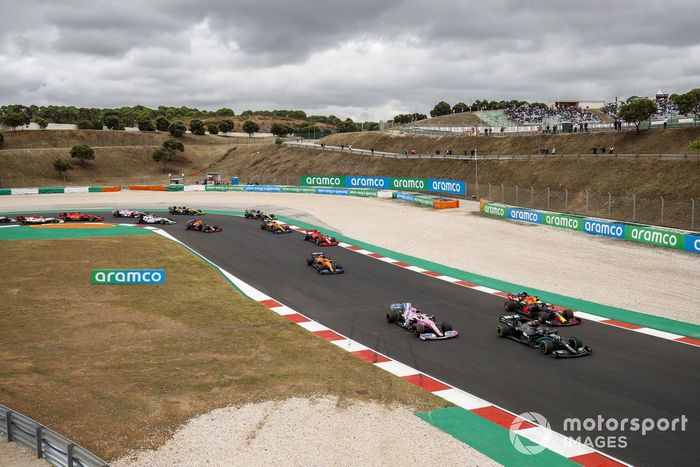 Valtteri Bottas, Mercedes F1 W11, Max Verstappen, Red Bull Racing RB16, Sergio Pérez, Racing Point RP20, Carlos Sainz Jr., McLaren MCL35