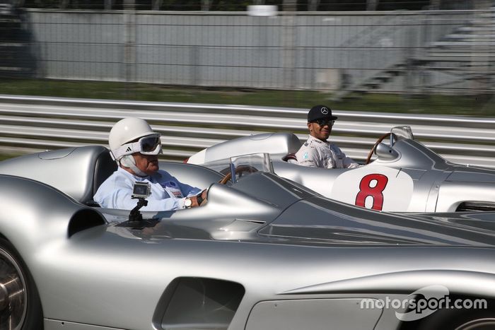 Lewis Hamilton y Sir Stirling Moss en Monza