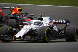 Lance Stroll, Williams FW41, leads Daniel Ricciardo, Red Bull Racing RB14