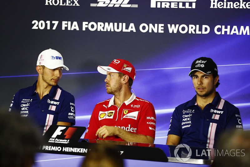 Press conference: Esteban Ocon, Force India, Sebastian Vettel, Ferrari, Sergio Perez, Force India