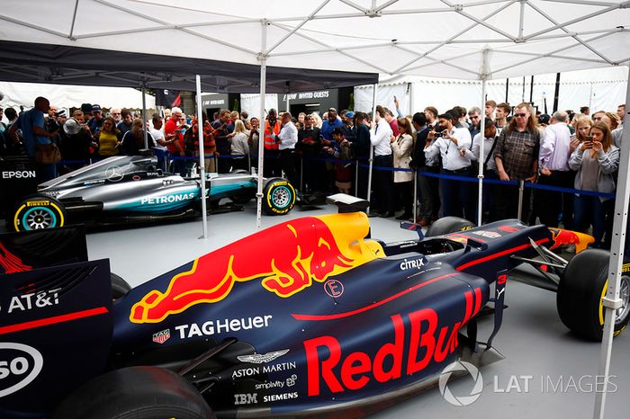 El Red Bull Racing RB13 junto con el Mercedes AMG F1 W08 en la pantalla