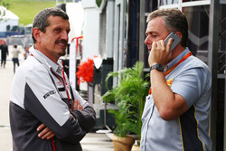 (L to R): Guenther Steiner, Haas F1 Team Principal with Mario Isola, Pirelli Racing Manager