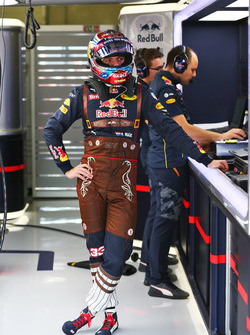 Max Verstappen, Red Bull Racing in Lederhosen race suit