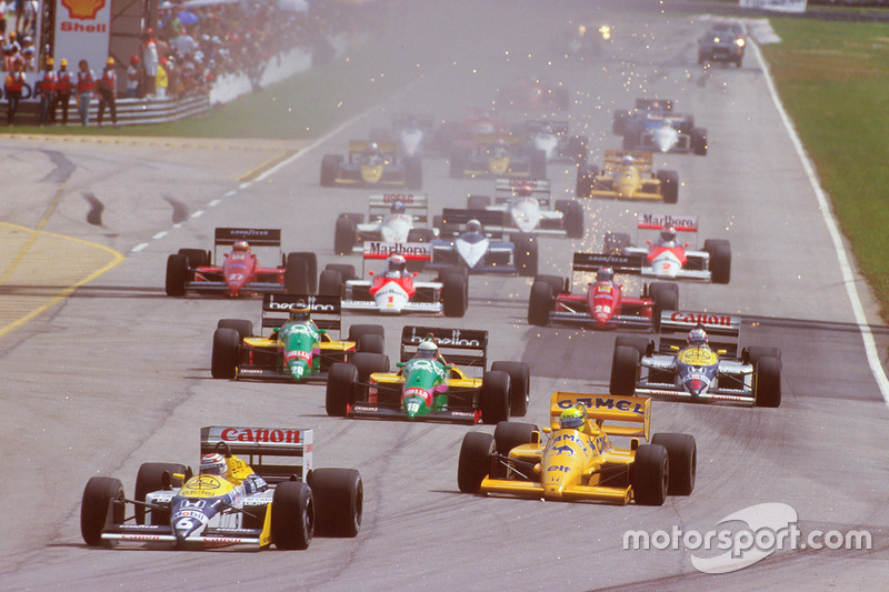 Nelson Piquet, Williams FW11B Honda, Ayrton Senna, Team Lotus Honda 99T, Teo Fabi, Benetton B187 Ford, Thierry Boutsen, Benetton B187 Ford ve Nigel Mansell, Williams FW11B Honda