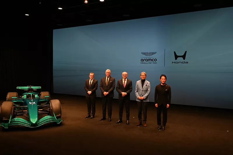 Stefano Domenicali,Lawrence Stroll,Toshihiro Mibe Honda CEO,Koji Watanabe, HRC CEO 
