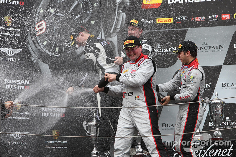 Podium: race winners #33 Belgian Audi Club Team WRT Audi R8 LMS: Enzo Ide, Robin Frijns, second plac