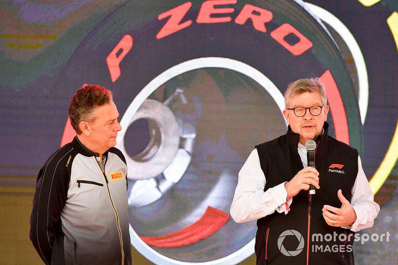Mario Isola, Racing Manager, Pirelli Motorsport, and Ross Brawn, Managing Director of Motorsports, FOM at the Federation Square event