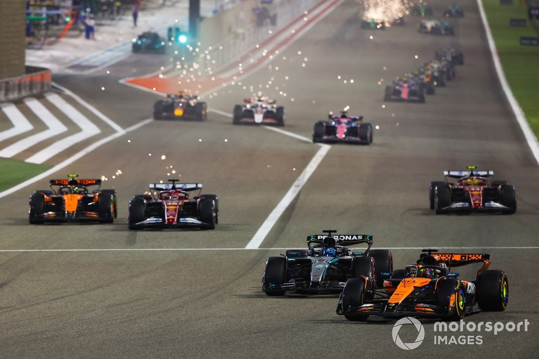 Charles Leclerc, Ferrari, Lewis Hamilton, Ferrari, Lando Norris, McLaren, Oscar Piastri, McLaren, George Russell, Mercedes