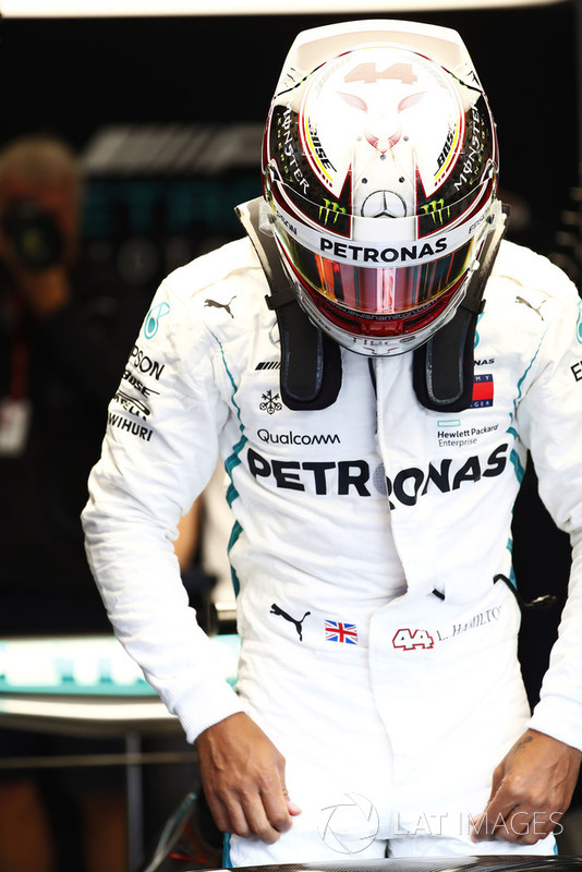 Lewis Hamilton, Mercedes AMG F1, enters his cockpit