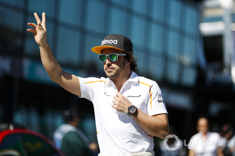 Fernando Alonso, McLaren, at the drivers parade