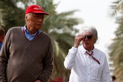 Niki Lauda, Mercedes AMG F1 Non-Executive Chairman and Bernie Ecclestone