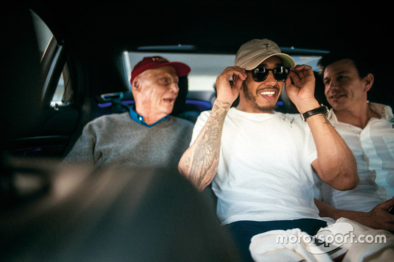 Niki Lauda, Mercedes AMG F1 Non-Executive Chairman, Lewis Hamilton, Mercedes-Benz F1, Toto Wolff, Ex