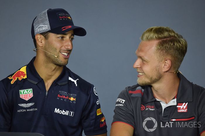 Daniel Ricciardo, Red Bull Racing and Kevin Magnussen, Haas F1 in the Press Conference