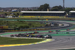 Sebastian Vettel, Ferrari SF70H leads at the start of the race