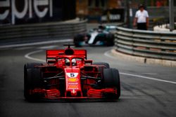 Sebastian Vettel, Ferrari SF71H, leads Lewis Hamilton, Mercedes AMG F1 W09