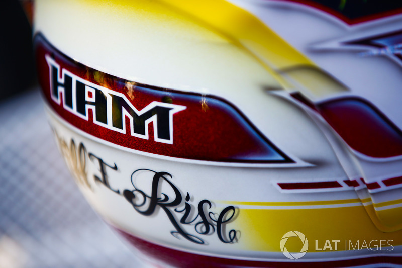 The helmet of Lewis Hamilton, Mercedes AMG F1