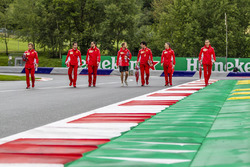 Sebastian Vettel, Ferrari walks the track with the team