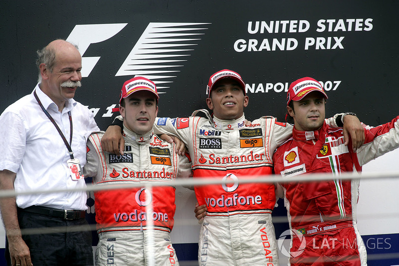 Podium: Race winner Lewis Hamilton, McLaren, second place Fernando Alonso, McLaren, third Felipe Massa, Ferrari