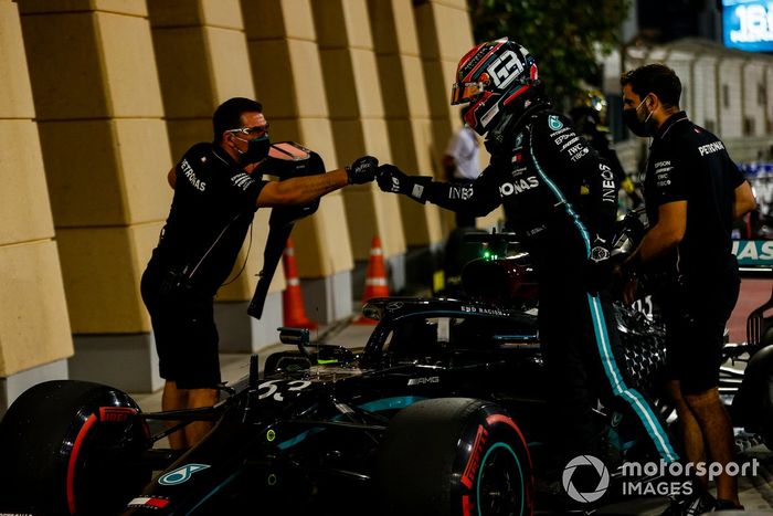 George Russell, Mercedes-AMG F1, arriva al Parc Ferme, dopo le qualifiche