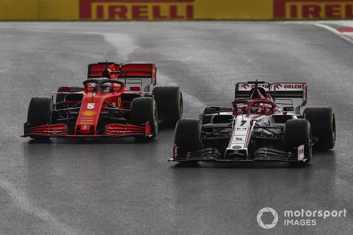 Kimi Raikkonen, Alfa Romeo Racing C39, Sebastian Vettel, Ferrari SF1000
