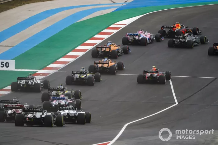 Max Verstappen, Red Bull Racing RB16, Valtteri Bottas, Mercedes F1 W11, Sergio Pérez, Racing Point RP20, Charles Leclerc, Ferrari SF1000, Carlos Sainz Jr., McLaren MCL35, Lando Norris, McLaren MCL35, Alex Albon, Red Bull Racing RB16