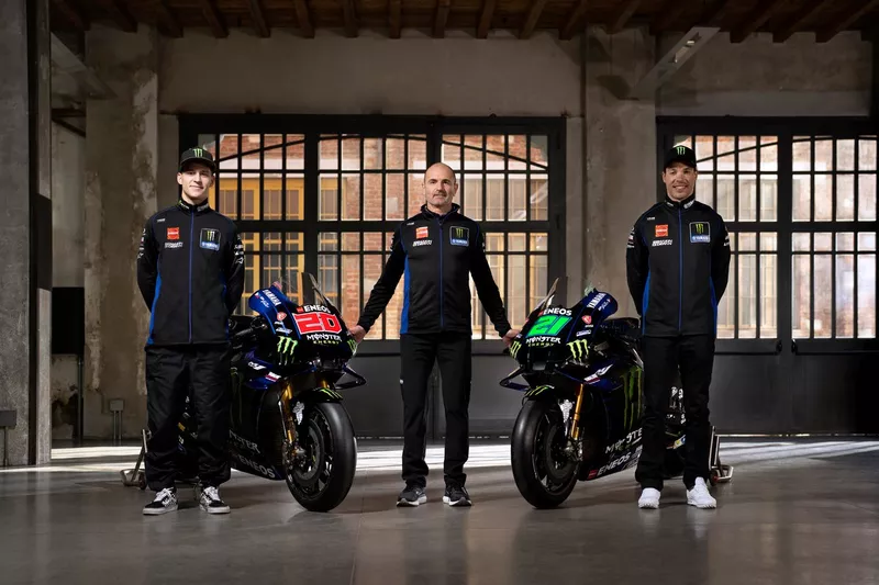 Fabio Quartararo, Yamaha Factory Racing, Franco Morbidelli, Yamaha Factory Racing, Massimo Meregalli, direttore del team Yamaha Factory Racing
