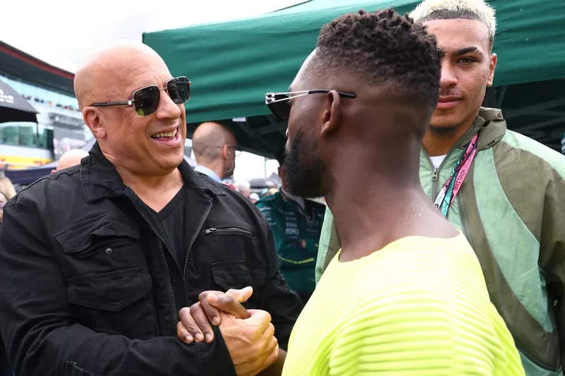 Vin Diesel sur la grille de départ avant le Grand Prix de F1 de Grande-Bretagne.