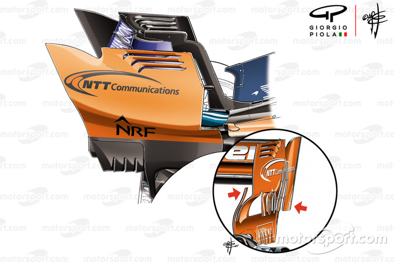 McLaren MCL33 vs MCL32, hátsó szárny véglapok