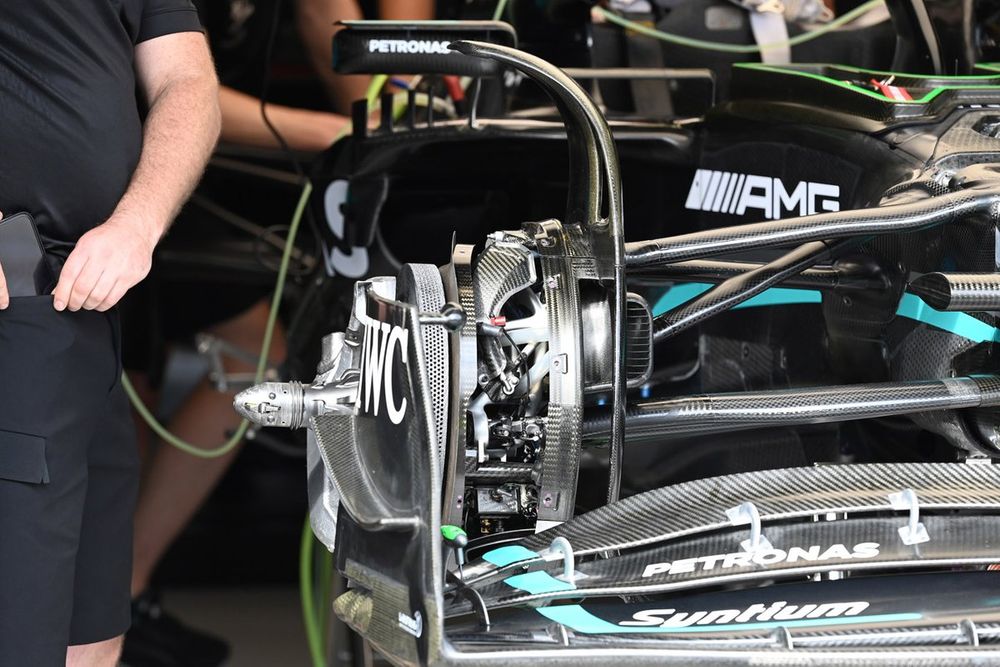 El tambor de freno delantero del Mercedes W14 