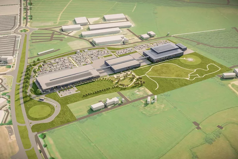 Render de la fábrica de Aston Martin en Silverstone