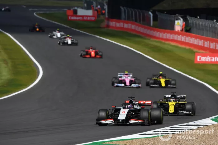 Romain Grosjean, Haas VF-20, Daniel Ricciardo, Renault F1 Team R.S.20, Esteban Ocon, Renault F1 Team R.S.20, Lance Stroll, Racing Point RP20