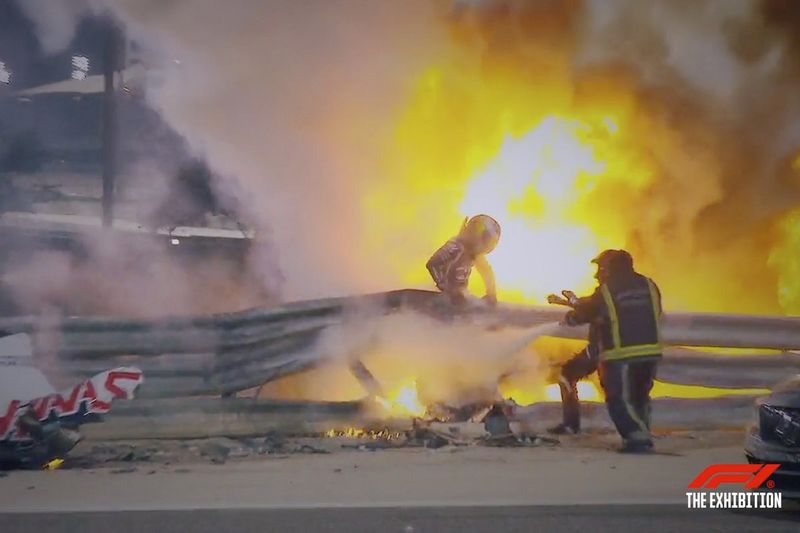 El coche de Romain Grosjean de su accidente de 2020